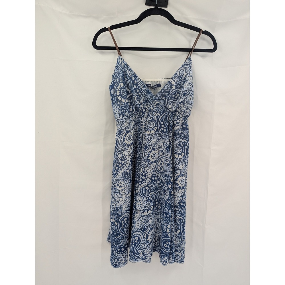 Ocean Drive Womens Blue White Paisley Mini Dress Braided Straps Size Medium